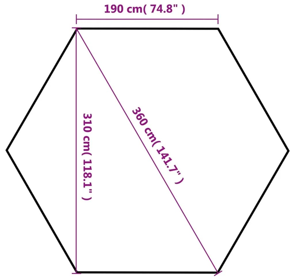 Tenda festas pop-up hexagonal 6 paredes 3,6x3,1 m branco creme