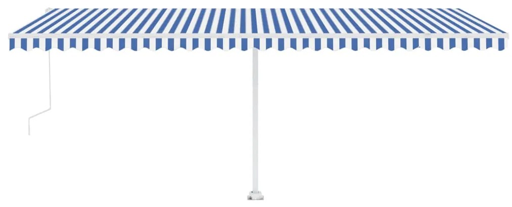 Toldo automático independente 600x350 cm azul e branco