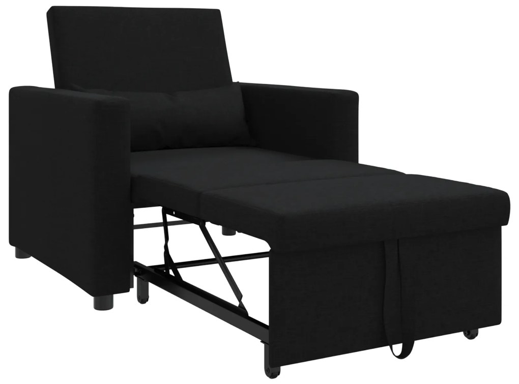 Sofá-Cama Convertible 3 em 1 Preto