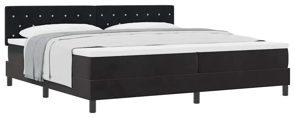 Cama Box Spring vidaXL com Colchão Preto 200x200 cm Veludo