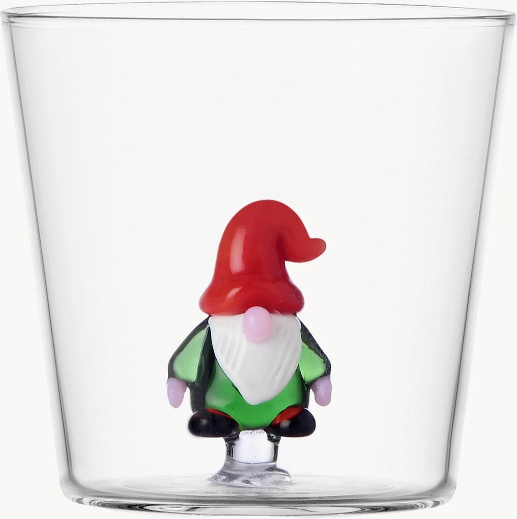 Copo em vidro de borossilicato artesanal com figura de elfo Christmas Tales