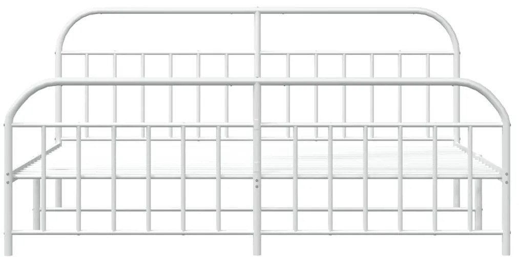 Estrutura de cama com cabeceira e pés 193x203 cm metal branco