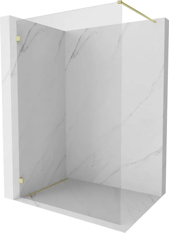 Mexen Lunar parede de duche Walk-in esquerda 100 x 200 cm, transparente 8 mm, dourada escovada - 830-100-000-55-00-L