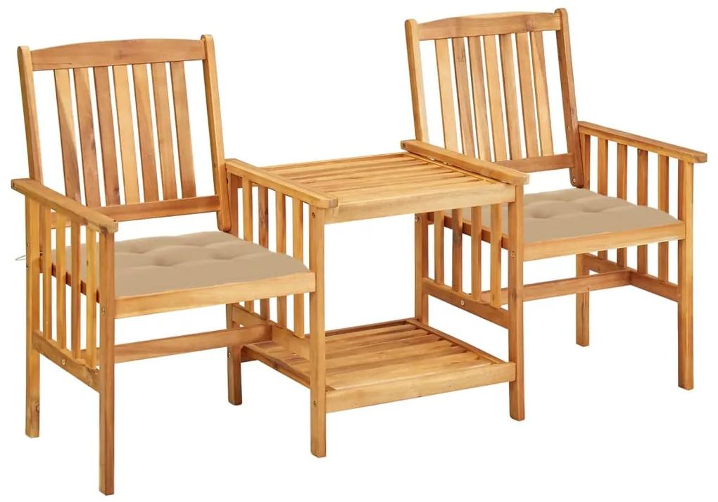 3061293 vidaXL Cadeiras de jardim c/ mesa de centro e almofadões acácia maciça