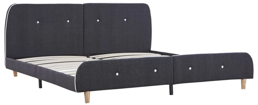 Estrutura de cama 160x200 cm tecido cinzento-escuro