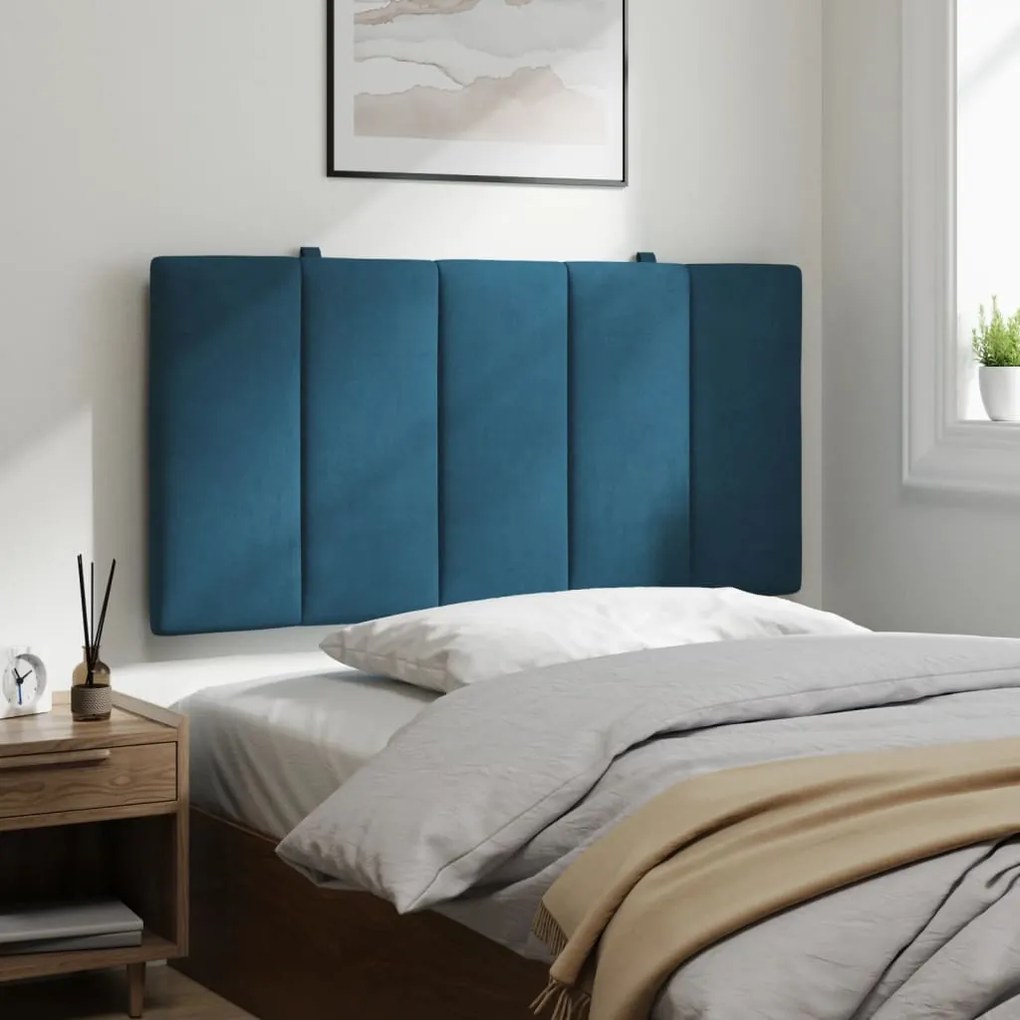 Almofadão de cabeceira 100 cm veludo azul