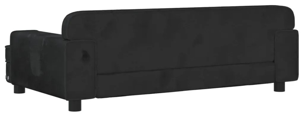 Sofá infantil 90x53x30 cm veludo preto