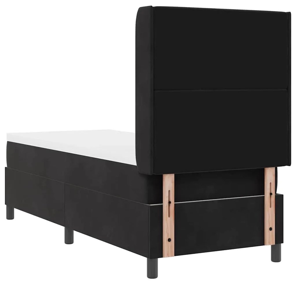 Cama Box Spring vidaXL com Colchão e LED Preto 80x200 cm Veludo