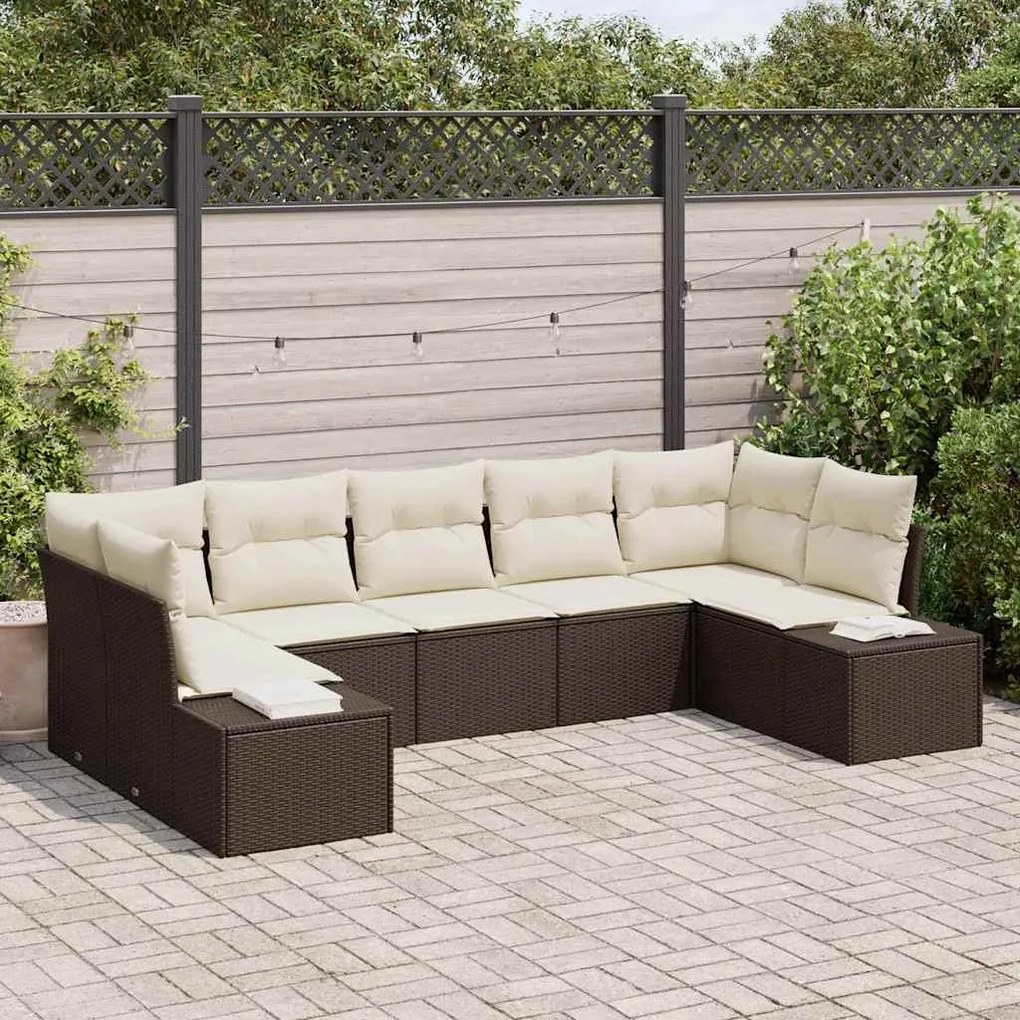 Conjunto de Sofá para Jardim de 7 Peças da com Almofadas de Rattan Sin