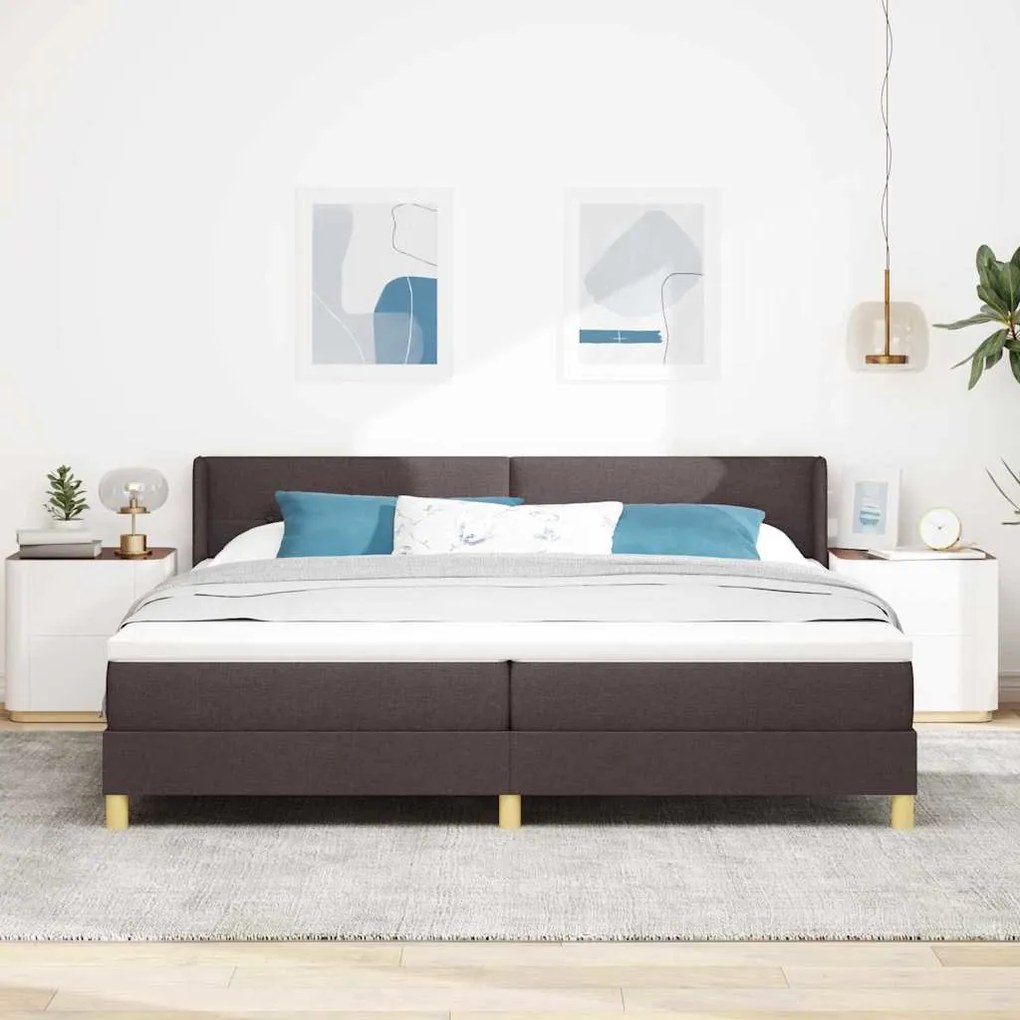 Cama Box com cabeceira Manual Castanho escuro 200 x 200 cm madeira