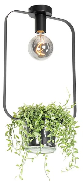 Candeeiro de teto moderno preto com vidro retangular - Roslini Moderno