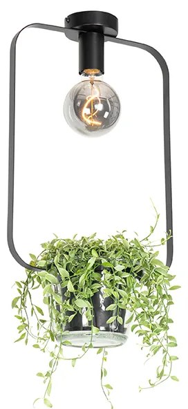 Candeeiro de teto moderno preto com vidro retangular - Roslini