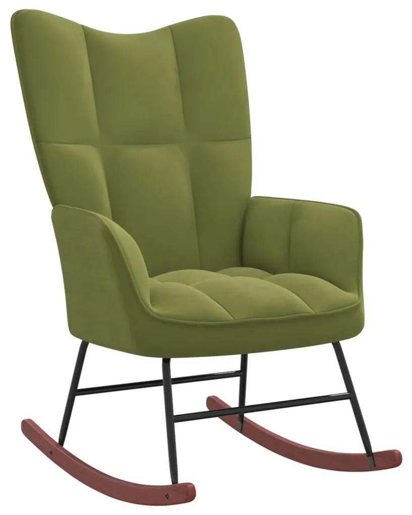 328142 vidaXL Cadeira de baloiço veludo verde-claro