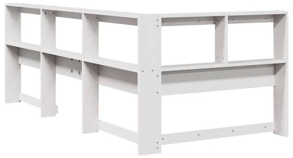 Estante cabeceira forma de L 100 cm madeira pinho maciça branco