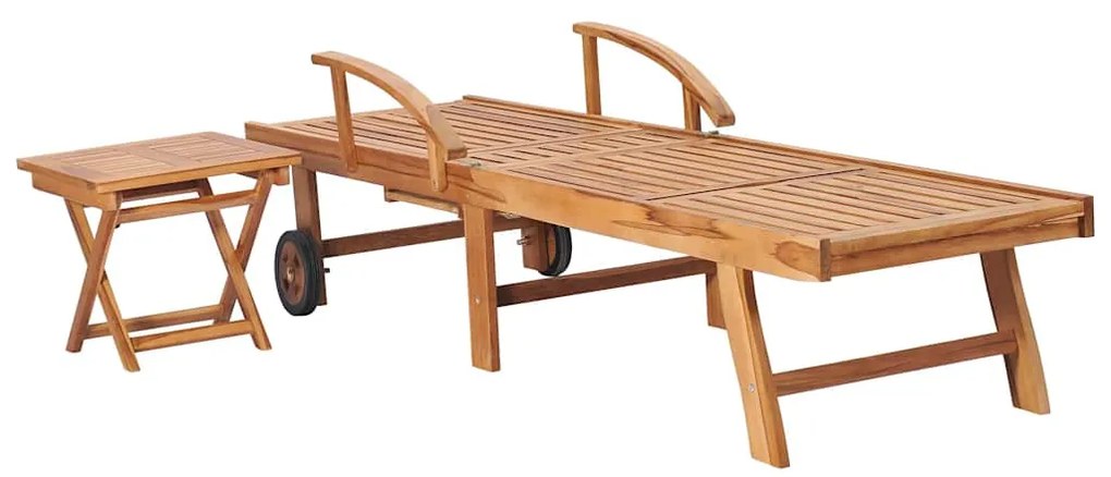 Espreguiçadeiras com mesa 2 pcs madeira de teca maciça