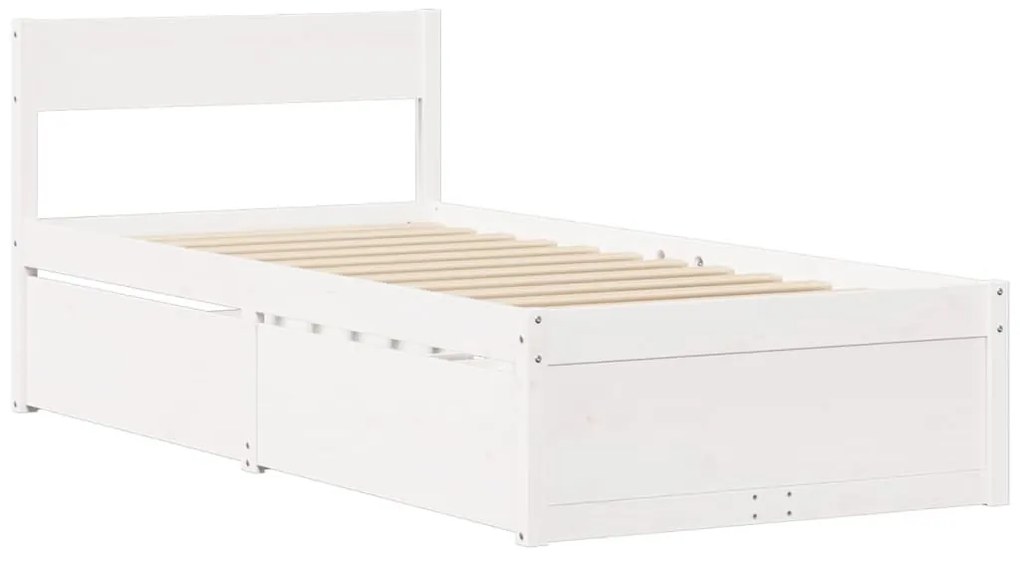Cama sem colchão 90x190 cm madeira de pinho maciça branco
