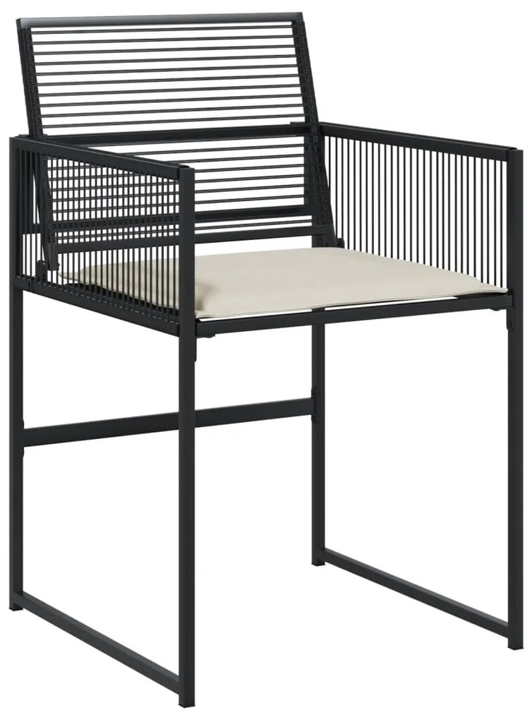 11 pcs conjunto de jantar p/ jardim c/ almofadões vime PE preto
