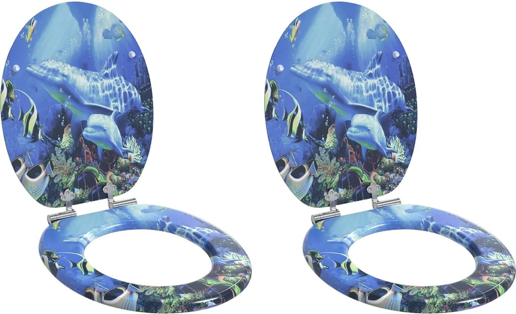 vidaXL Assento de Sanitário com Fechamento Suave 2 pcs Azul 44 x 38 cm