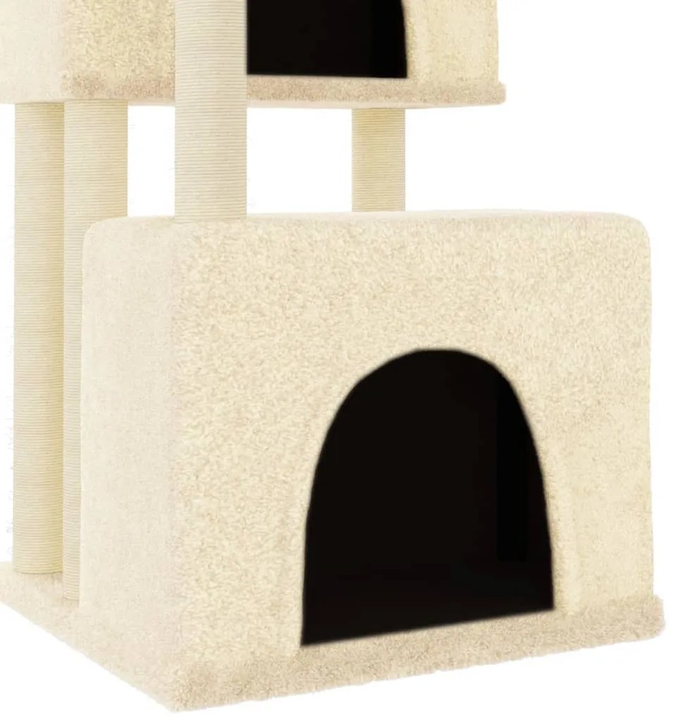 Árvore para gatos c/ postes arranhadores sisal 122 cm cor creme