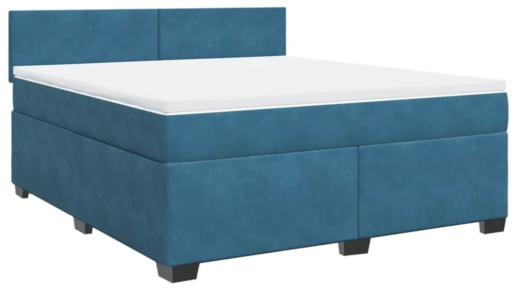 Cama com molas/colchão 180x200 cm veludo azul