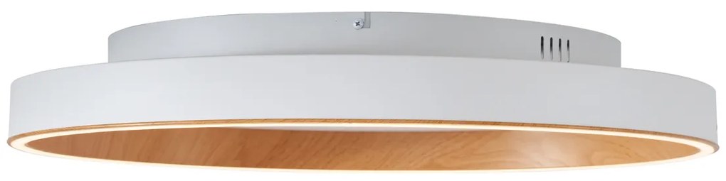 Plafon de design branco com madeira 60cm incl. LED com interruptor de 3 níveis - Ingo Design