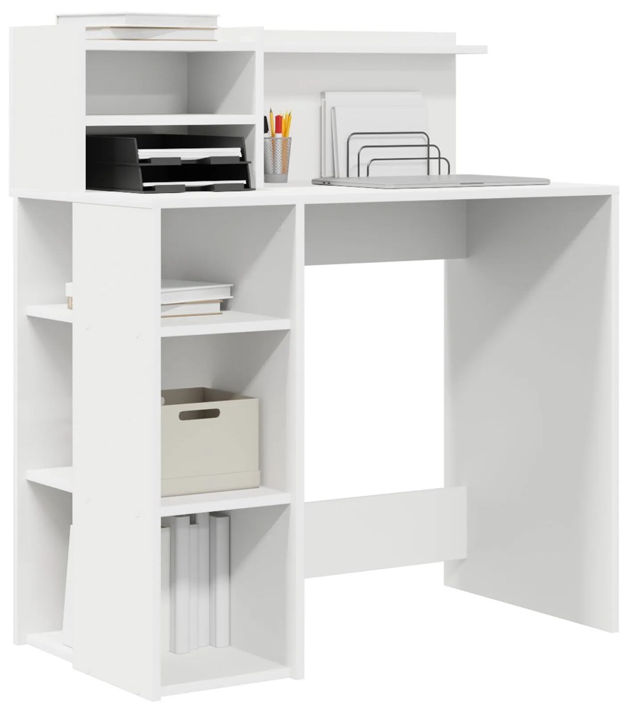 Mesa com Armazenamento Branca 90x48x101.5 cm Madeira Engenheirada
