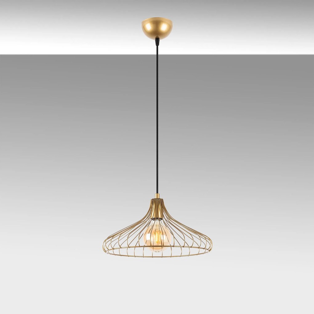 Candeeiro Chandelier Depay – Dourado Brilhante – 36 x 36 x 120 cm