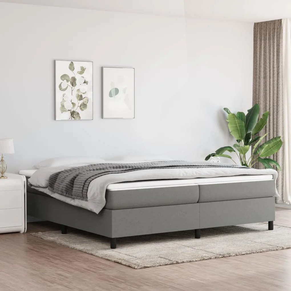 vidaXL Estrutura de cama com molas 200x200 cm tecido cinzento-escuro