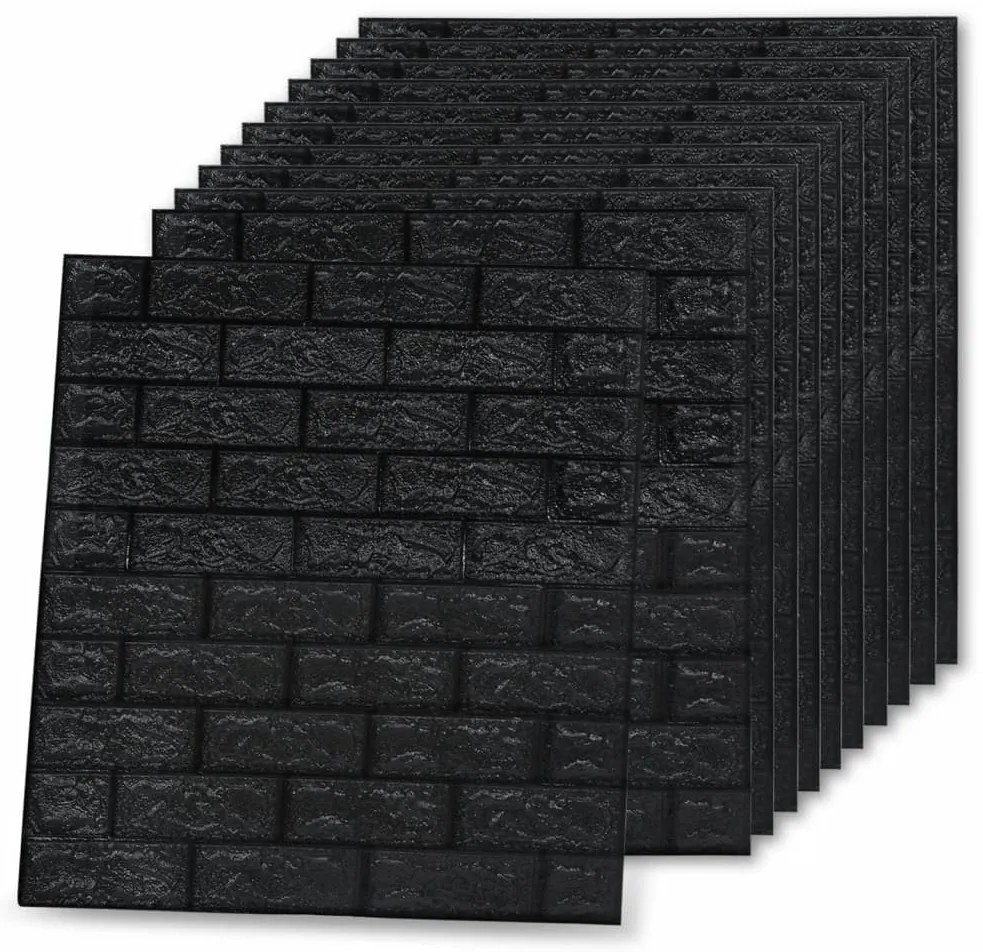Papel de parede 3D autoadesivo tijolos 20 pcs preto