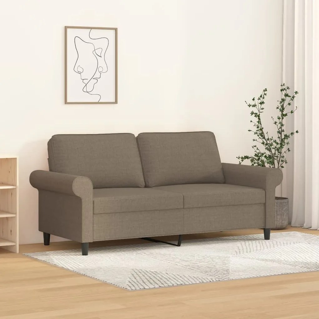 349200 vidaXL Sofá de 2 lugares tecido 140 cm cinzento-acastanhado