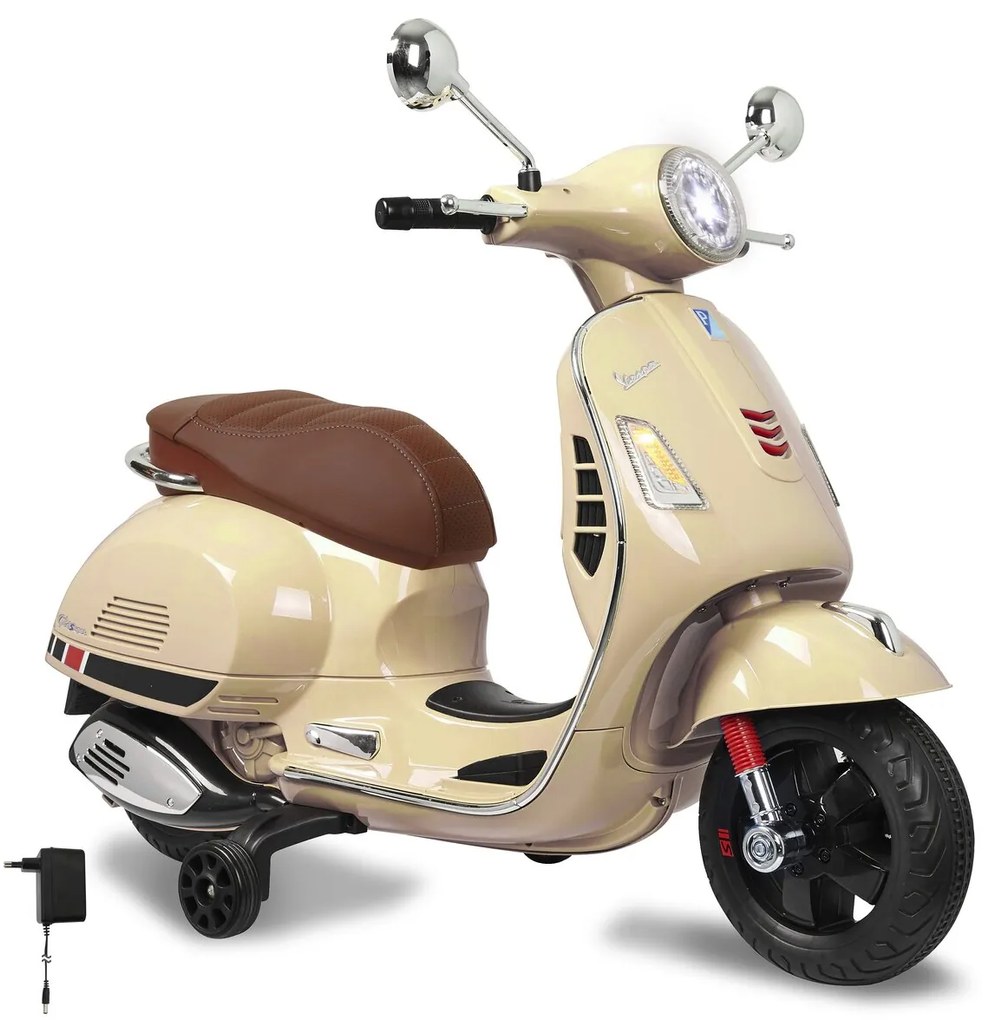 Mota elétrica infantil bateria 12V Vespa GTS 125 bege