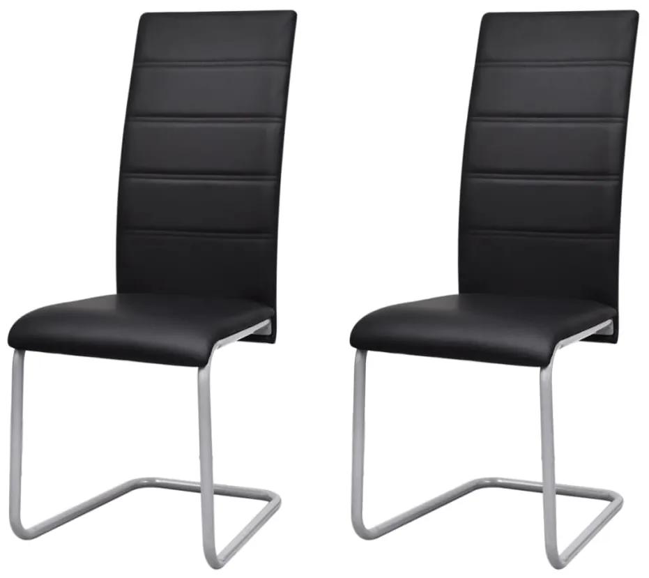 242289 vidaXL Cadeiras de jantar cantilever 2 pcs couro artificial preto