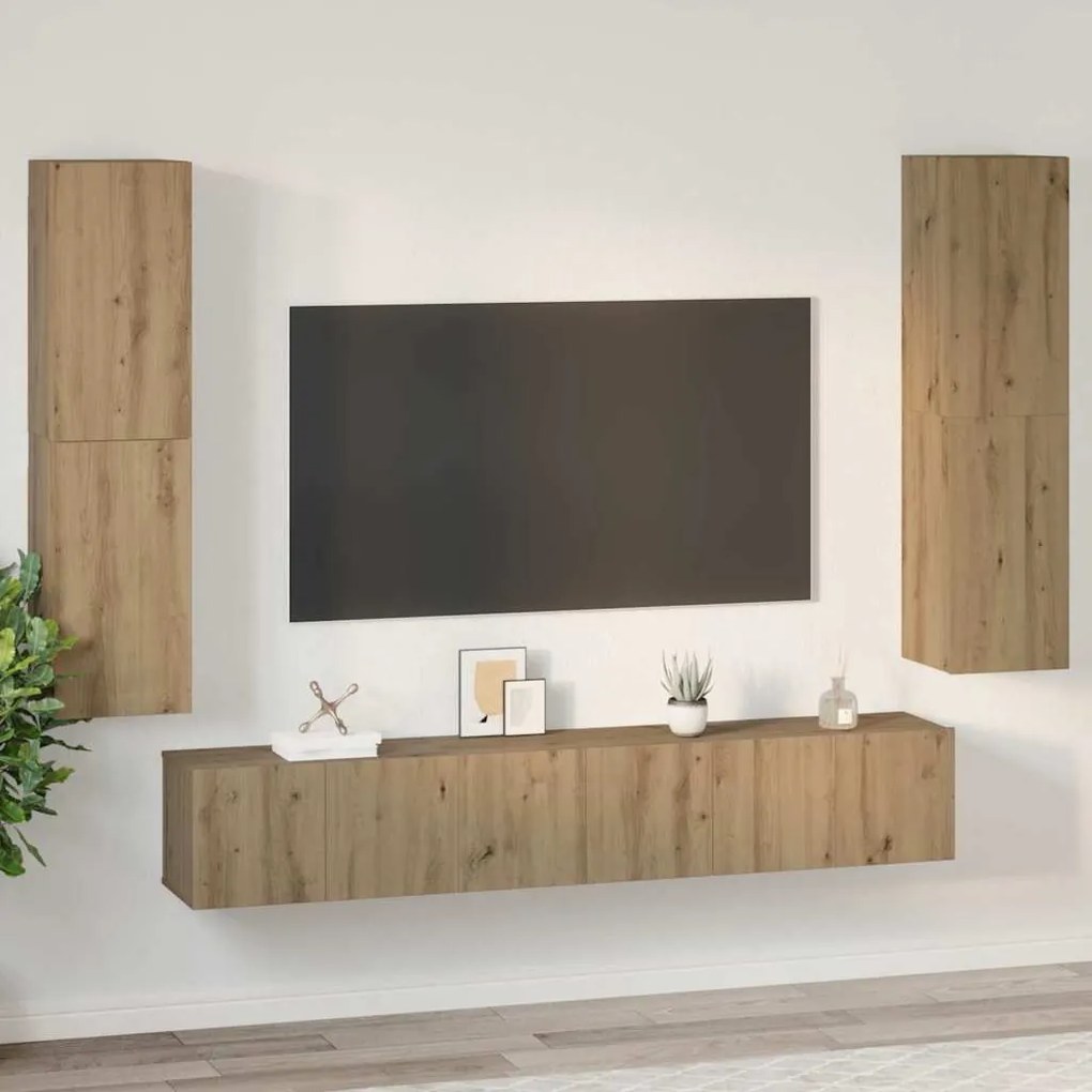 Conjunto de móvel de TV com prateleira Outros 7 pcs carvalho artisiano