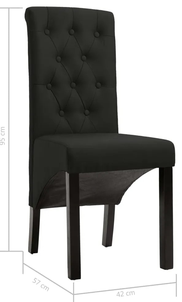 Cadeiras de jantar 2 pcs tecido preto