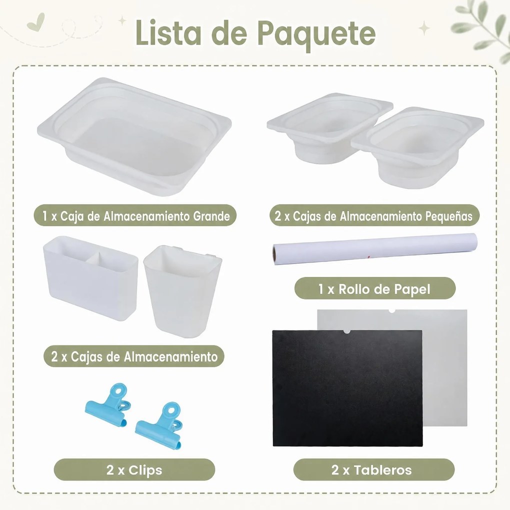 Mesa Sensorial Infantil, 91 x 51,5 x 74,5 cm, Tampo Convertível, Verde