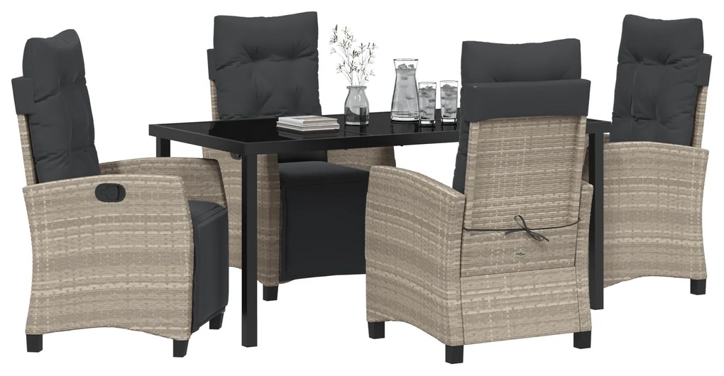 Conjunto de Jantar de Jardim de 5 Peças Cinza Claro Rattan Poly