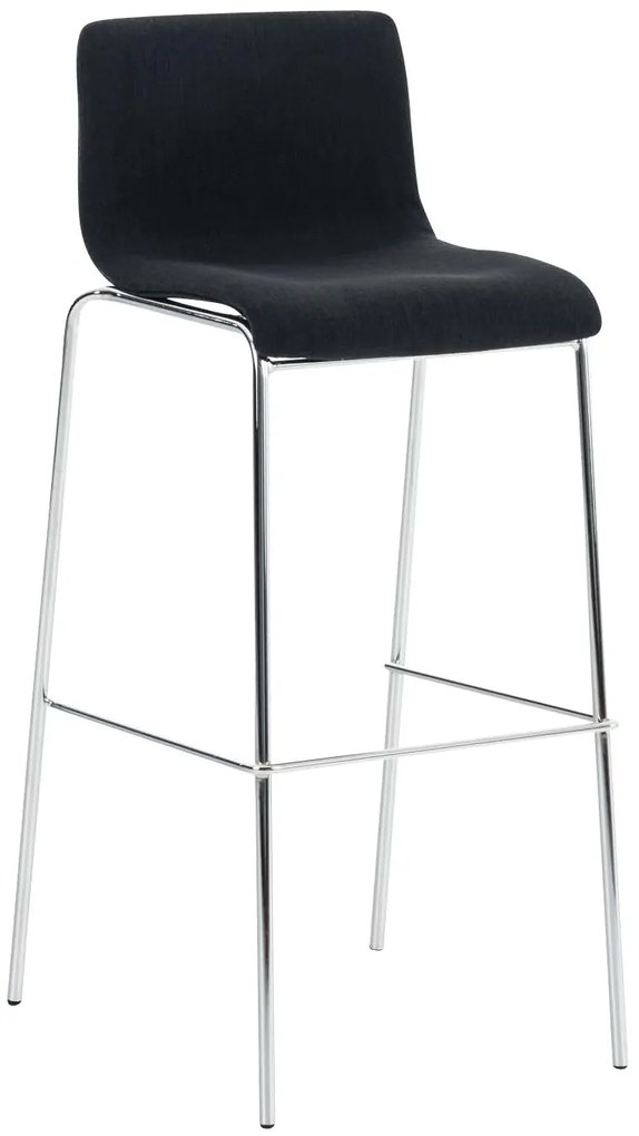 Conjunto de 2 bancos de bar Hoover em tecido e com estrutura cromada 43 x 100 x 48 cm Preto