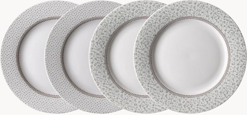 Pratos de sobremesa em porcelana Gift Set Flat, conjunto de 4
