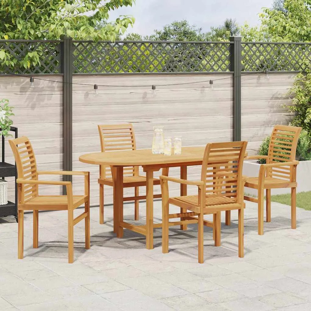 Conjunto de Jantar para o Jardim com 5 peças em Madeira Sólida de Teak
