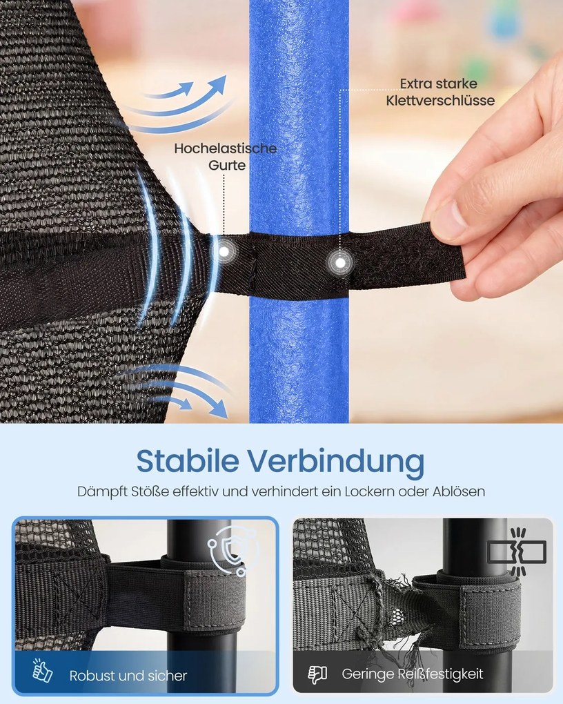 Trampolim infantil de 174 cm com rede de segurança azul