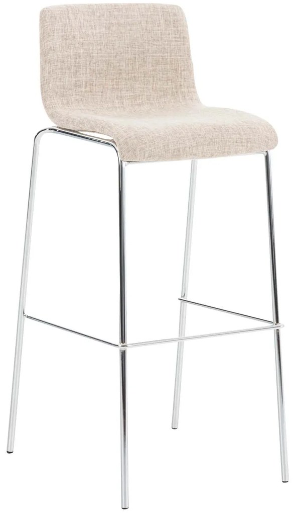 Conjunto de 2 bancos de bar Hoover em tecido e com estrutura cromada 43 x 100 x 48 cm Creme
