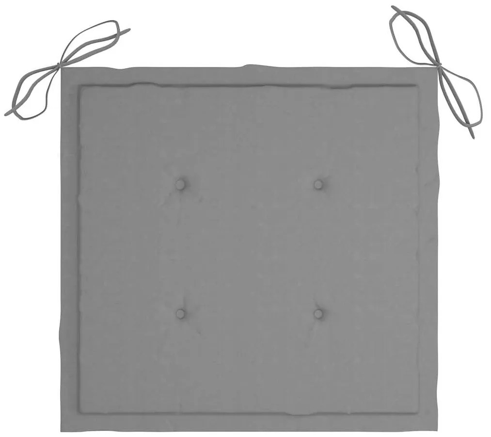 3 pcs conj. jantar dobrável exterior c/ almofadão teca maciça
