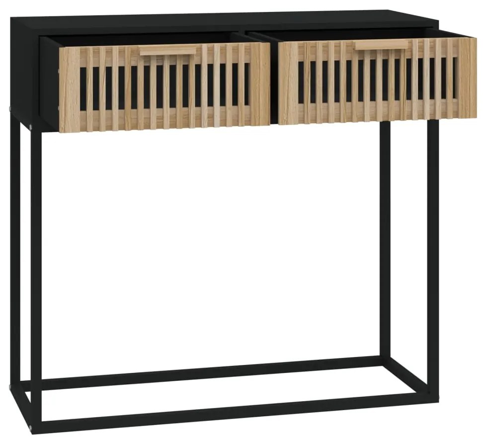 Mesa consola 80x30x75 cm derivados de madeira e ferro preto