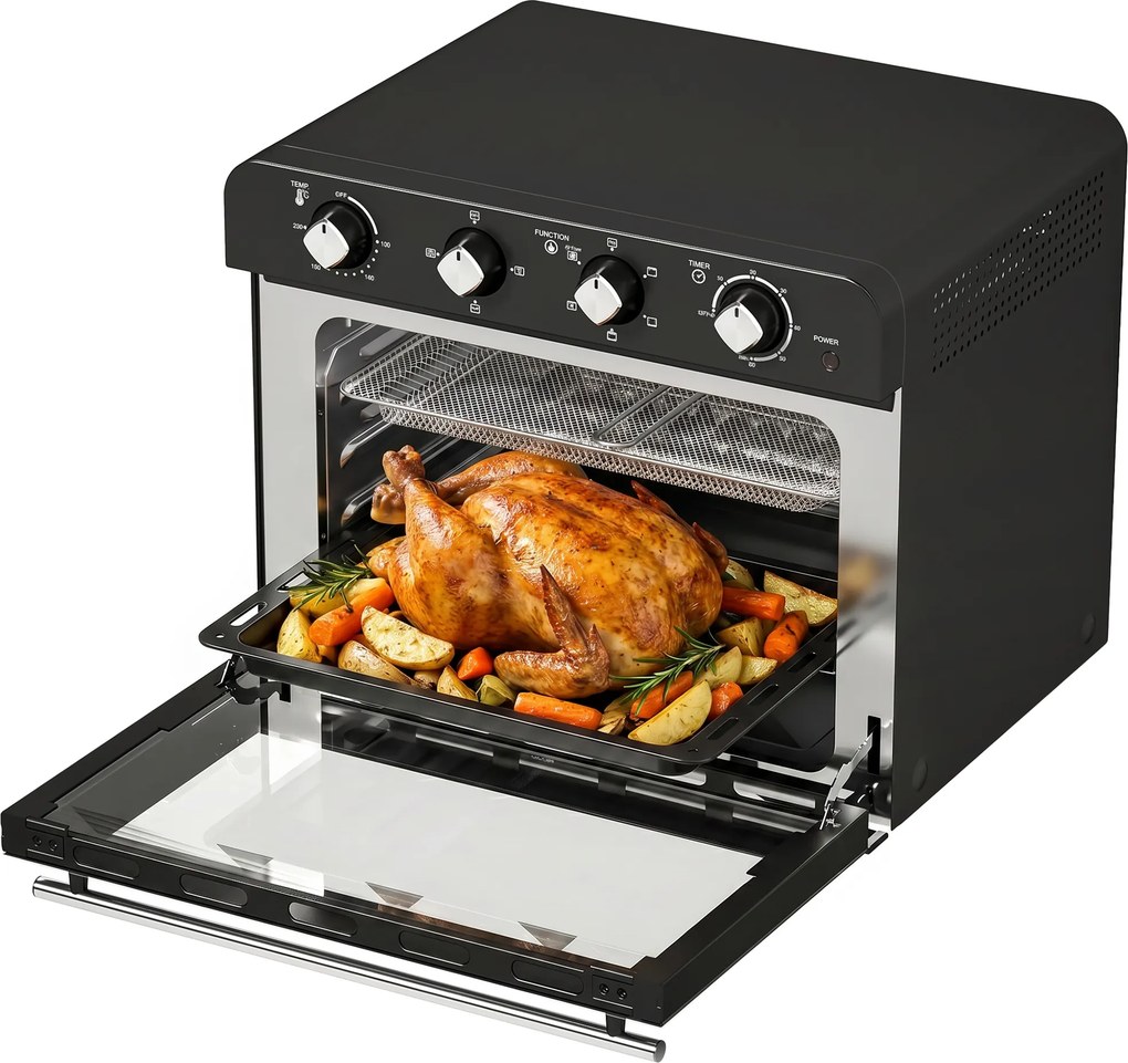 Forno Fritadeira a Ar Quente, 54 x 48 x 48,2 cm, Capacidade de 36 L, Preto