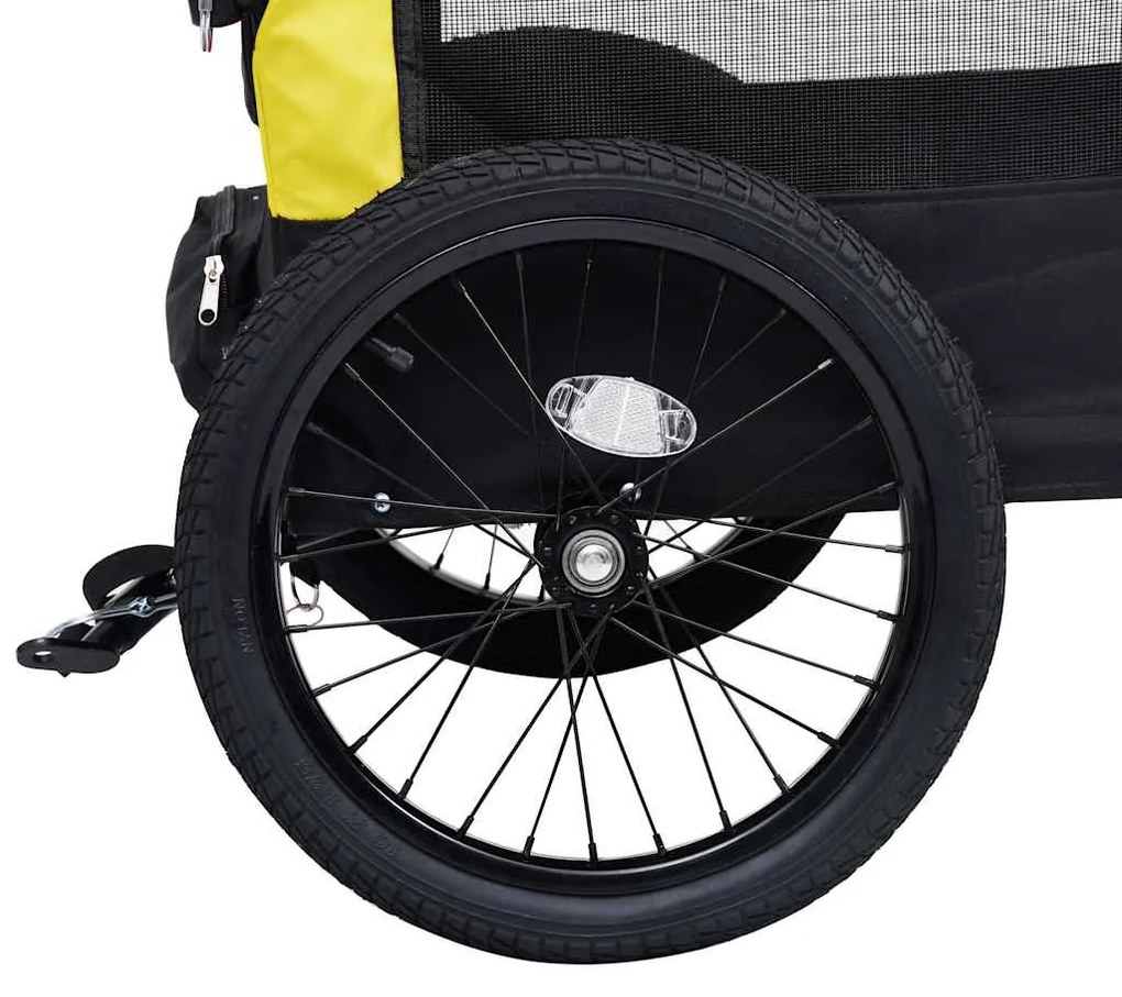 Reboque bicicletas/carrinho para animais 2-em-1 amarelo/preto