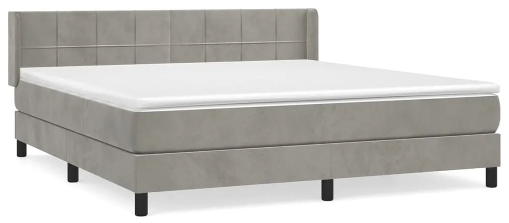 Cama com molas/colchão 180x200 cm veludo cinzento-claro