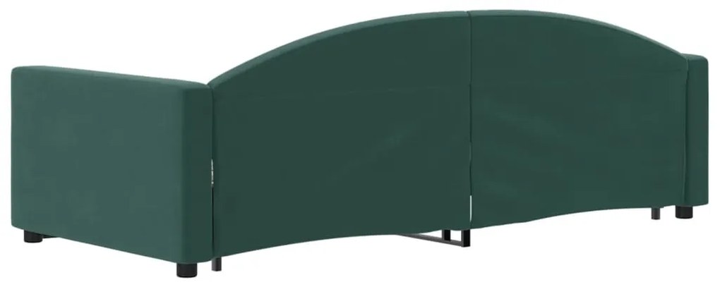 Sofá-cama com gavetão 90x200 cm veludo verde-escuro