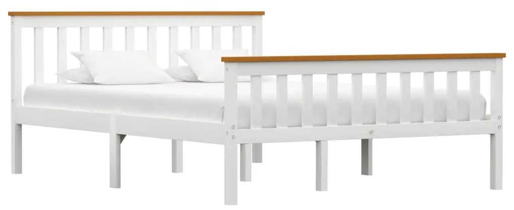 vidaXL Estrutura de cama em pinho maciço 140x200 cm branco