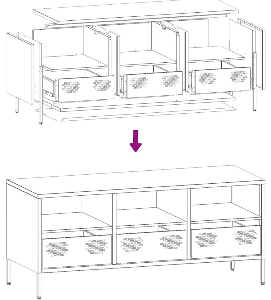 Móvel de TV 101,5x39x43,5 cm aço laminado a frio branco