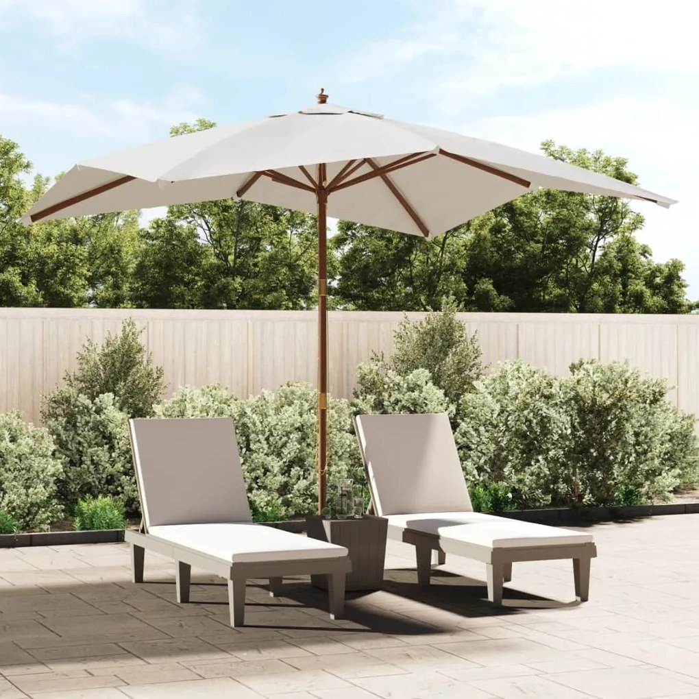 vidaXL Guarda-sol jardim c/ poste de madeira 300x300x273 cm cor areia